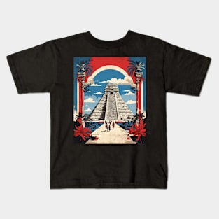 Chichen Itza Mexico Vintage Poster Tourism Kids T-Shirt